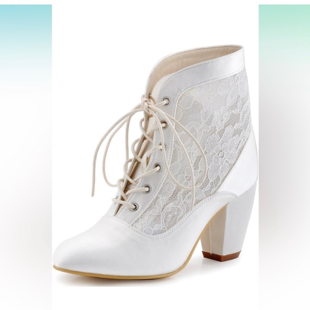 Classy✨Bridgerton boots💎white ivory boots lace vintage renaissance bridal boots